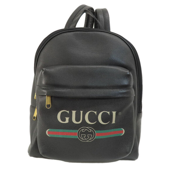 GUCCI Black Leather Backpack - Picture 1 of 11